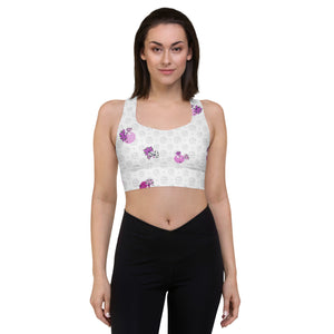 Spring Dink Logo© Grey & Fuchsia Women's Compression Racerback Sports Bra for Pickleball Enthusiasts