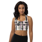 Load image into Gallery viewer, Got Pla(yed)id© Beige &amp; Black Women&#39;s Compression Racerback Sports Bra for Pickleball Enthusiasts
