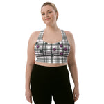 Load image into Gallery viewer, Got Pla(yed)id© Grey, Black &amp; Fuchsia Compression Racerback Sports Bra for Women Pickleball Enthusiasts
