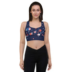 Load image into Gallery viewer, Spring Dink Gradient© Blue Compression Racerback Sports Bra for Pickleball Enthusiasts
