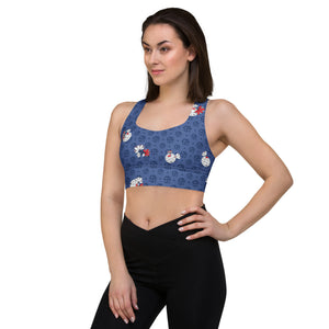 Spring Dink Logo© Red, White & Blue Women's Compression Racerback Sports Bra for Pickleball Enthusiasts