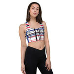 Load image into Gallery viewer, Got Pla(yed)id© Red, White &amp; Blue Women&#39;s Compression Racerback Sports Bra for Pickleball Enthusiasts
