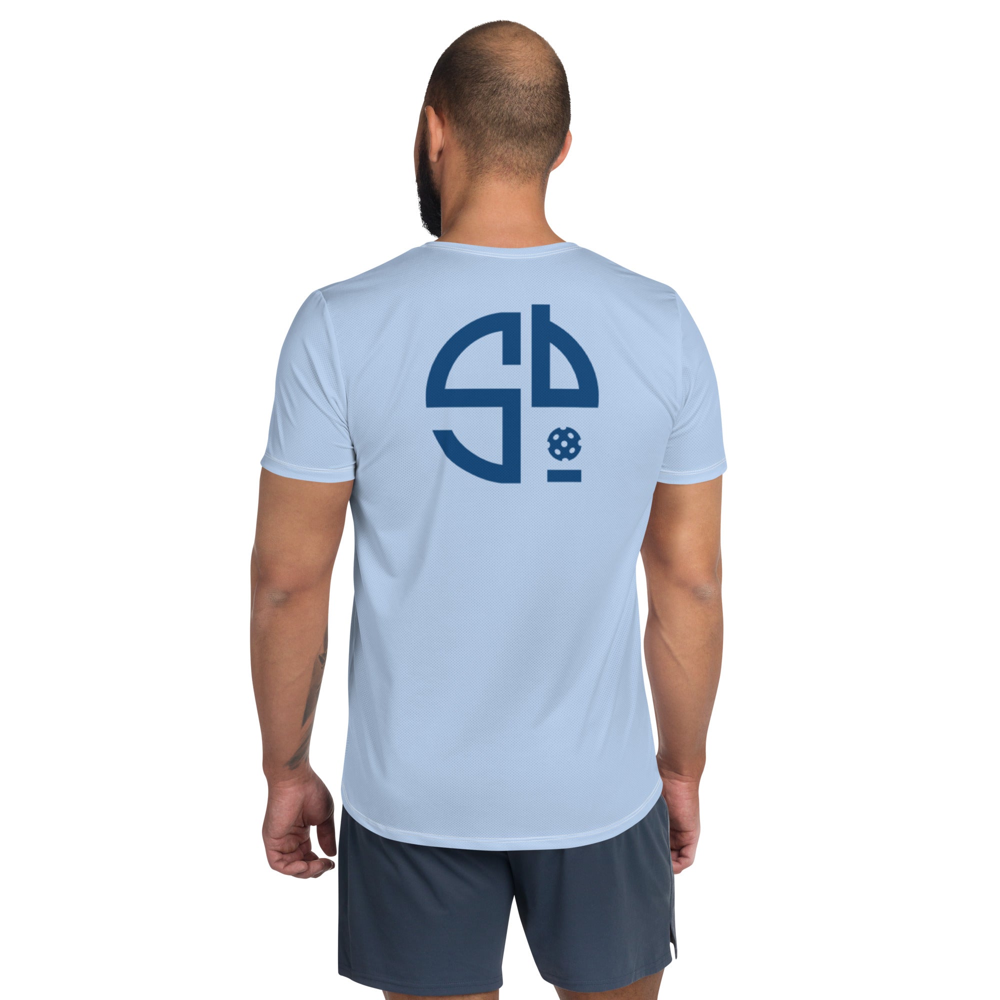 Hawkes Blue  SKYblue Pickleball Men's Performance Athletic Short Sleeve Shirt w/MaxDri & MicroBlok