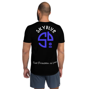 Black - Play Pickleball in Style! SKYblue™ for Got Pla(yed)id© Black, White, Blue & Pink Men's Performance Athletic Short Sleeve Shirt w/MaxDri & MicroBlok