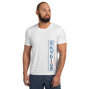 White 2.0 SKYblue Pickleball Men's Performance Athletic Short Sleeve Shirt w/MaxDri & MicroBlok