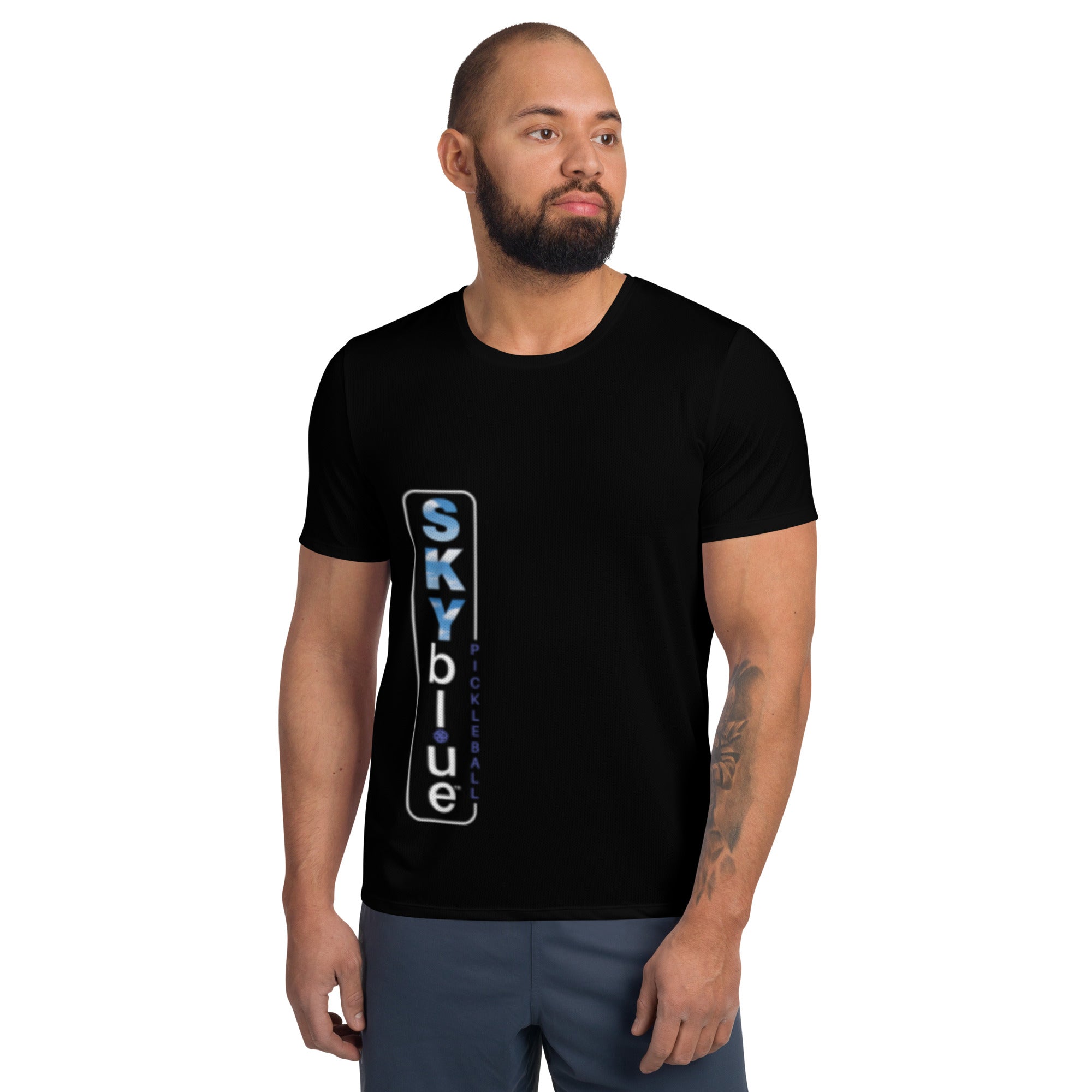 Black - Play Pickleball in Style! SKYblue™ for Got Pla(yed)id© Black, White, Blue & Pink Men's Performance Athletic Short Sleeve Shirt w/MaxDri & MicroBlok