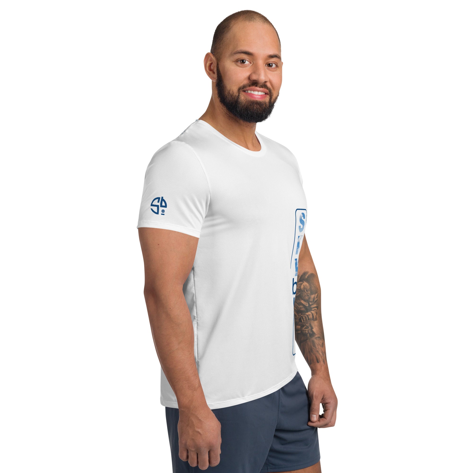 White 2.0 SKYblue Pickleball Men's Performance Athletic Short Sleeve Shirt w/MaxDri & MicroBlok