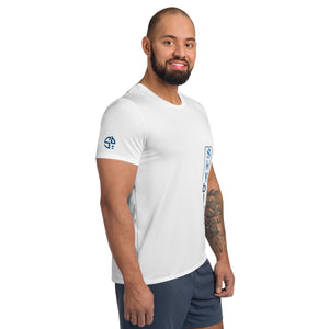 White SKYblue Pickleball Men's Performance Athletic Short Sleeve Shirt w/MaxDri & MicroBlok