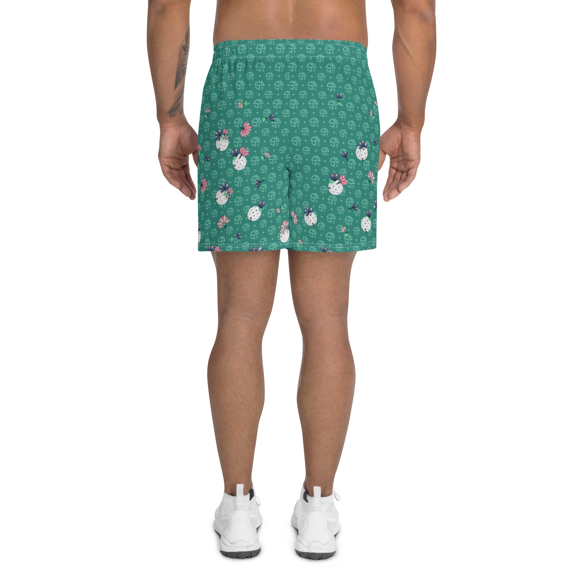 Spring Dink Gradient Logo© Deep Lake Green Men's Long Casual Shorts for Pickleball Enthusiasts