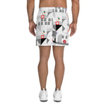Load image into Gallery viewer, Dink &amp; Drive under the Sun© Shades of Gray, Verdigris, Lavender &amp; Red Men&#39;s Long Casual Shorts for Pickleball Enthusiasts
