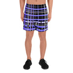 Load image into Gallery viewer, Got Pla(yed)id© Black, White, Blue &amp; Fuchsia Men&#39;s Long Casual Shorts for Pickleball Enthusiasts
