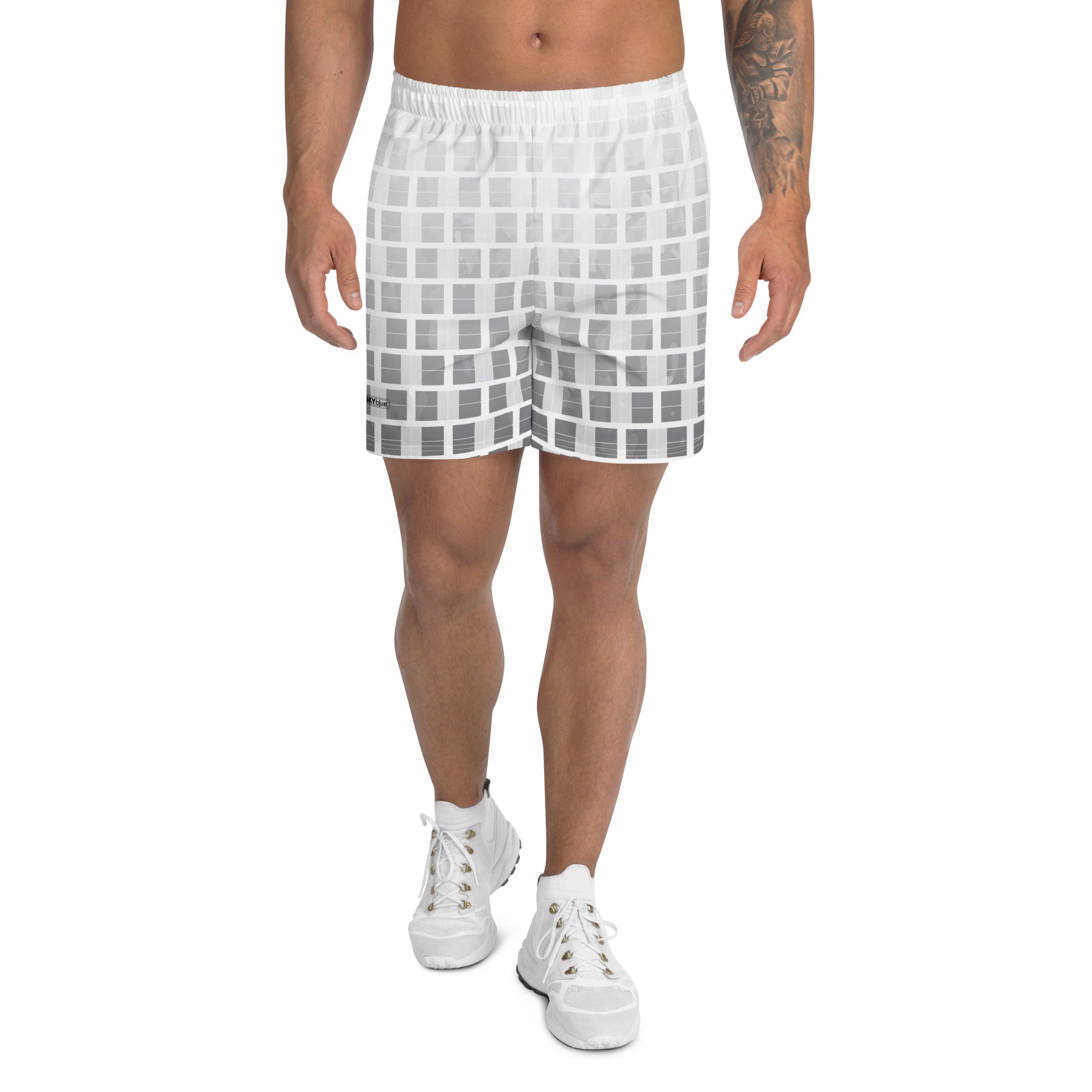 "I Campi da Pickleball©" Ombre Camouflage Grey Men's Long Casual Shorts for Pickleball Enthusiasts