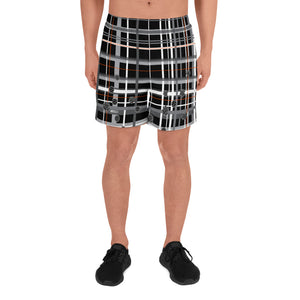 Got Pla(yed)id© Black, Tangelo & 15 Shades of Gray Men's Long Casual Shorts for Pickleball Enthusiasts