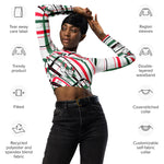 Load image into Gallery viewer, Got Pla(yed)id© Holly Pickleball© Women&#39;s Long Sleeve Crop Top in Red, White &amp; Green - Perfect for Pickleball Enthusiasts
