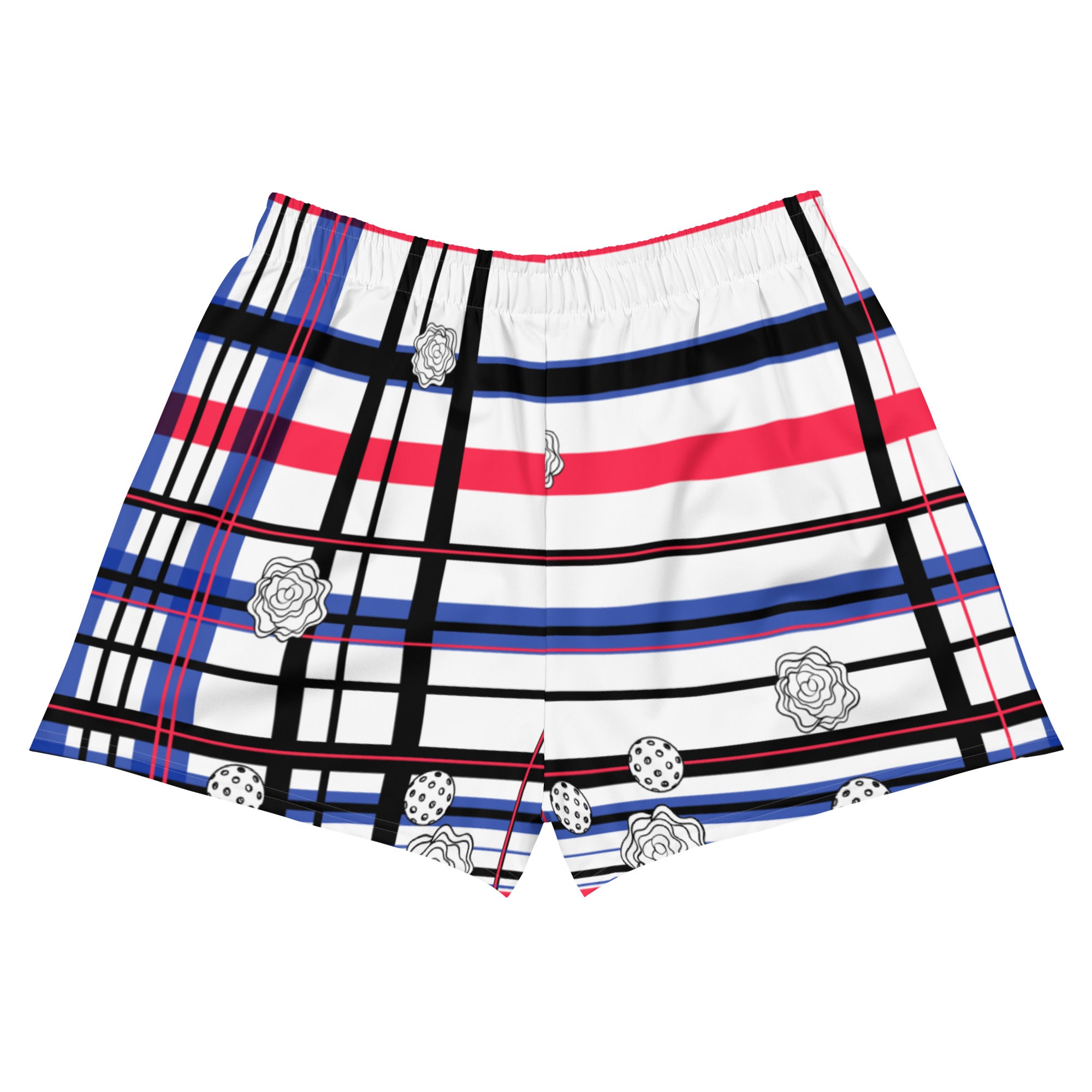 Got Pla(yed)id© Red, White & Blue Women's Pickleball Athletic Short Shorts w/pockets