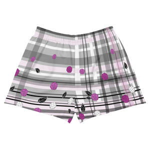Got Pla(yed)id© Grey & Fuchsia Women's Pickleball Athletic Short Shorts w/pockets
