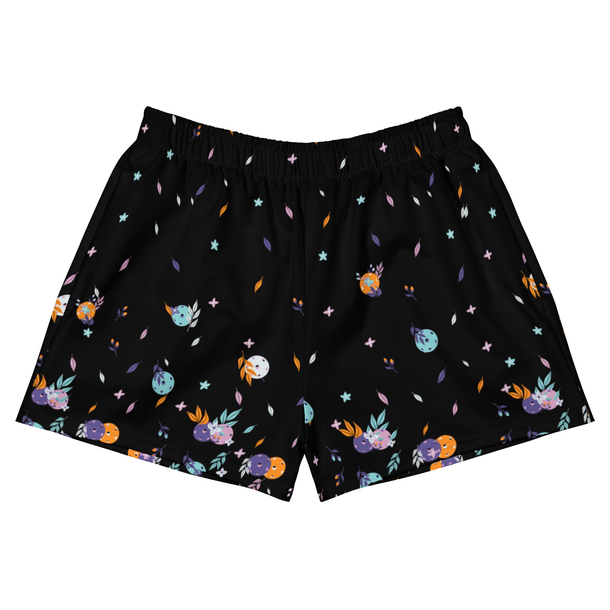 "La Vie en Noir du Pickleball" Spring Dink Gradient© Multi-Colored Women's Pickleball Athletic Short Shorts w/pockets