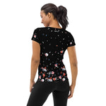 Load image into Gallery viewer, &quot;La Vie en Noir du Pickleball&quot; Spring Dink Gradient© Black, Shades of Gray, Salmon &amp; Blue Women&#39;s Performance Athletic T-shirt for Pickleball Enthusiasts
