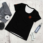 Load image into Gallery viewer, Women&#39;s Athletic T-shirt  for Got Pla(yed)id© Black, Tangelo &amp; 15 Shades of Gray 2.0
