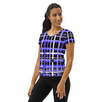 Load image into Gallery viewer, Got Pla(yed)id© Black, White, Blue &amp; Pink Women&#39;s Performance Athletic T-shirt for Pickleball Enthusiasts
