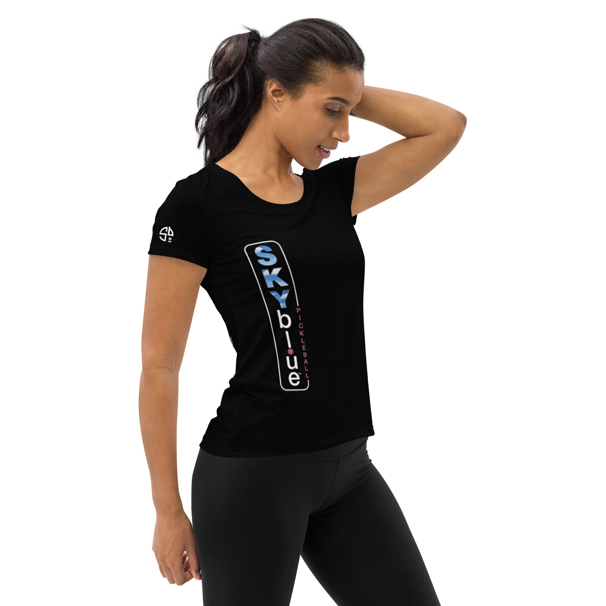 SKYblue™  Black Women's Performance Athletic T-Shirt for Pickleball Enthusiasts - Play Pickleball in Style!