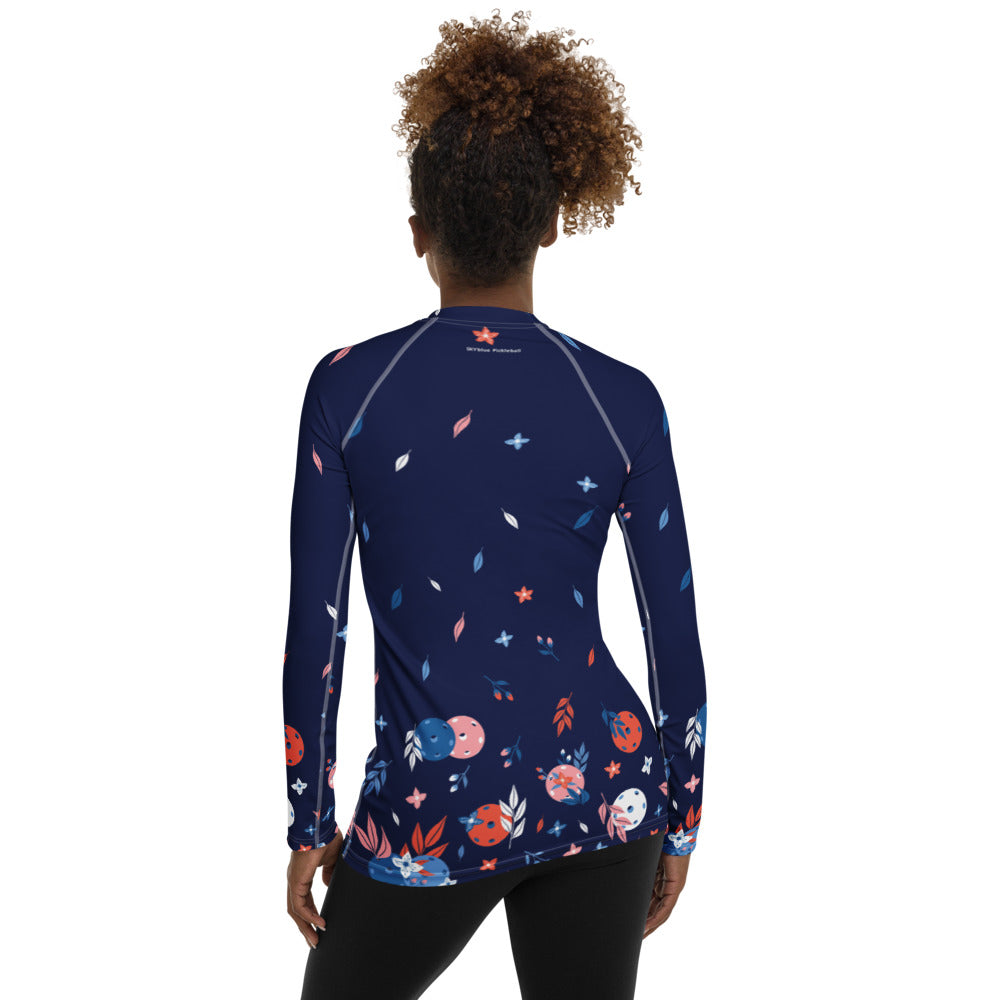Spring Dink Gradient© Blue Women's Performance Long Sleeve Shirt for Pickleball Enthusiasts, UPF 50+