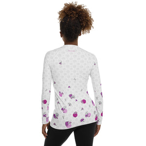 Spring Dink Logo© Gradient  Grey & Fuchsia Women's Performance Long Sleeve Shirt for Pickleball Enthusiasts, UPF 50+