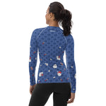 Load image into Gallery viewer, Spring Dink Logo© Gradient Red, White &amp; Blue Women&#39;s Performance Long Sleeve Shirt for Pickleball Enthusiasts, UPF 50+
