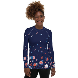 Spring Dink Gradient© Blue Women's Long Sleeve Performance Shirt - UPF 50+ Ideal for Pickleball Enthusiasts