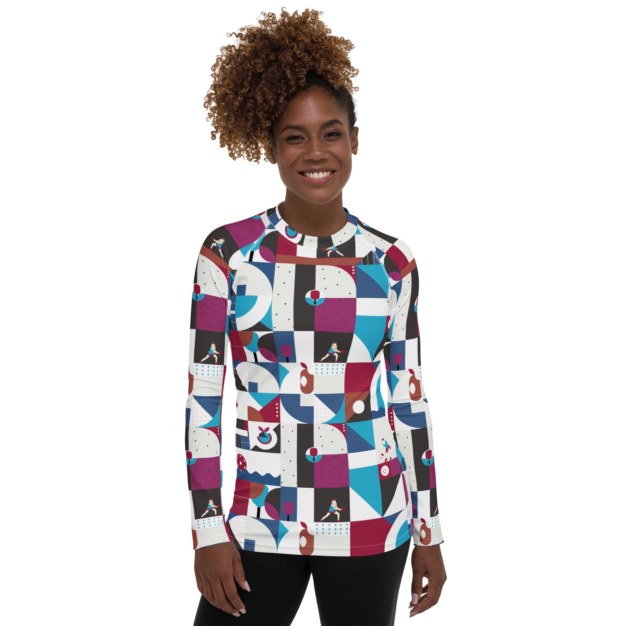 Dink & Drive under the Hopeful Discordance© Women's Performance Long Sleeve Shirt for Pickleball Enthusiasts, UPF 50+