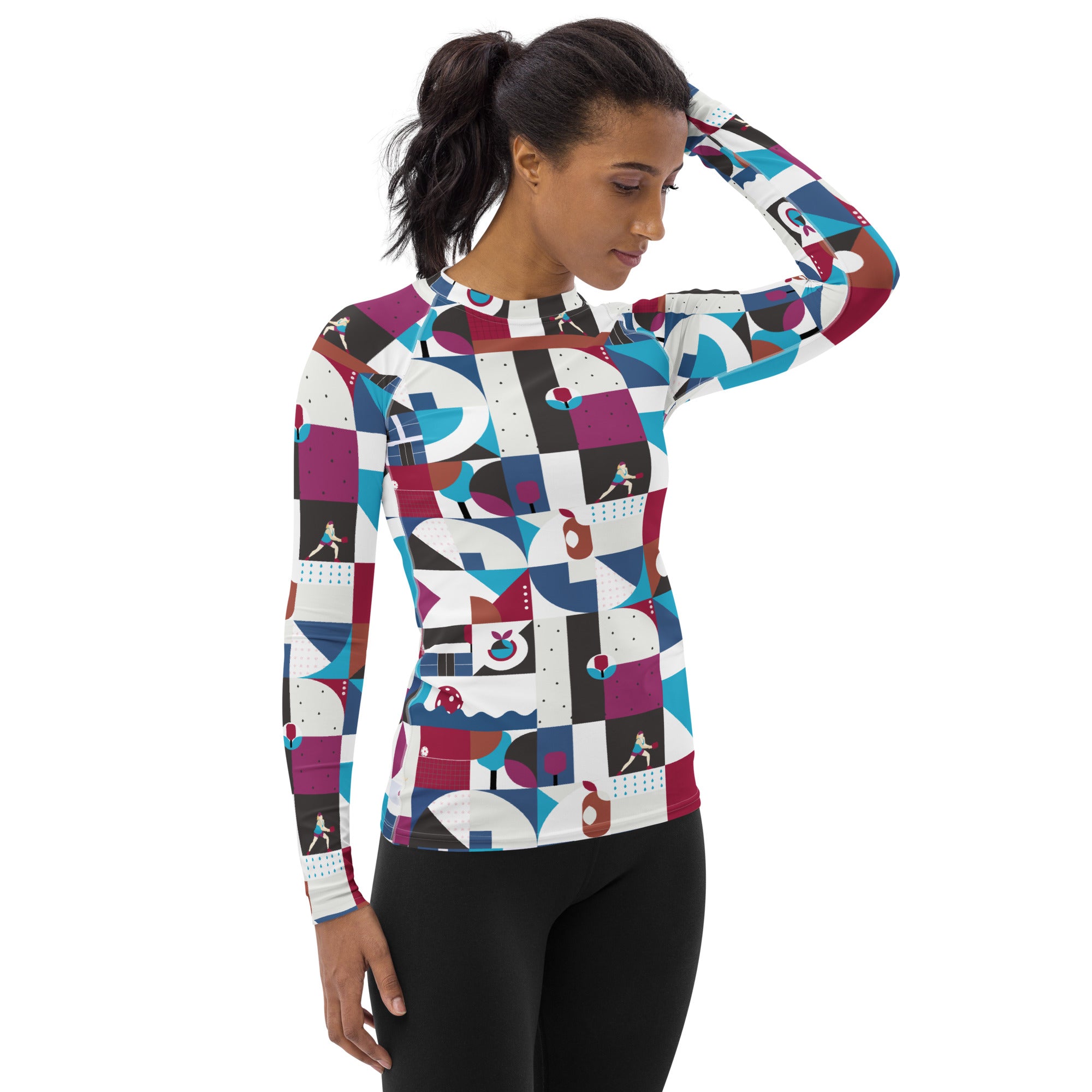 Dink & Drive under the Hopeful Discordance© Women's Performance Long Sleeve Shirt for Pickleball Enthusiasts, UPF 50+