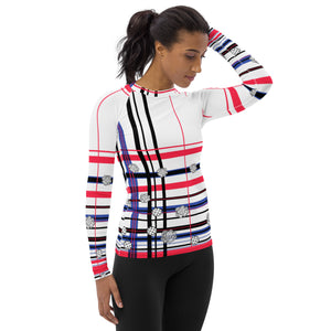 Got Pla(yed)id© Red, White & Blue Women's Performance Long Sleeve Shirt for Pickleball Enthusiasts, UPF 50+