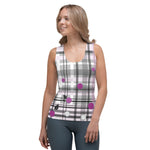 Load image into Gallery viewer, Got Pla(yed)id© Grey &amp; Fuchsia Women&#39;s Tank Top for Pickleball Enthusiasts
