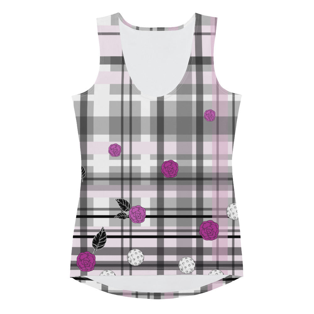Got Pla(yed)id© Grey & Fuchsia Women's Tank Top for Pickleball Enthusiasts