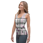 Load image into Gallery viewer, Got Pla(yed)id© Grey, Black &amp; Fuchsia Women&#39;s Tank Top for Pickleball Enthusiasts
