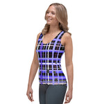 Load image into Gallery viewer, Got Pla(yed)id© Black, White, Blue &amp; Pink Tank Top for Pickleball Enthusiasts
