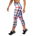 Load image into Gallery viewer, Got Pla(yed)id© Red, White &amp; Blue Women&#39;s High-Waisted Pickleball Capri Leggings, UPF 50+
