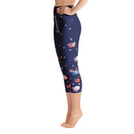 Load image into Gallery viewer, Spring Dink Gradient© Blue Women&#39;s High-Waisted Pickleball Capri Leggings, UPF 50+
