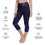 Load image into Gallery viewer, Spring Dink Logo© Gradient Blue, Black, Tangelo &amp; Yellow High Waisted Capri Leggings for Pickleball Enthusiasts, UPF 50+
