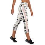 Load image into Gallery viewer, Got Pla(yed)id© Beige &amp; White Women&#39;s High-Waisted Pickleball Capris, UPF 50+
