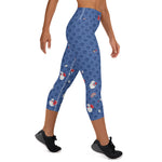 Load image into Gallery viewer, Spring Dink Logo Gradient© Red, White &amp; Blue Capri Leggings for Pickleball Enthusiasts, UPF 50+
