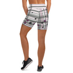 Load image into Gallery viewer, Got Pla(yed)id© Grey, Black &amp; Fuchsia Women&#39;s High-Waisted Pickleball Shorts, UPF 50+
