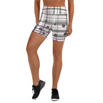Load image into Gallery viewer, Got Pla(yed)id© Grey, Black &amp; Fuchsia Women&#39;s High-Waisted Pickleball Shorts, UPF 50+
