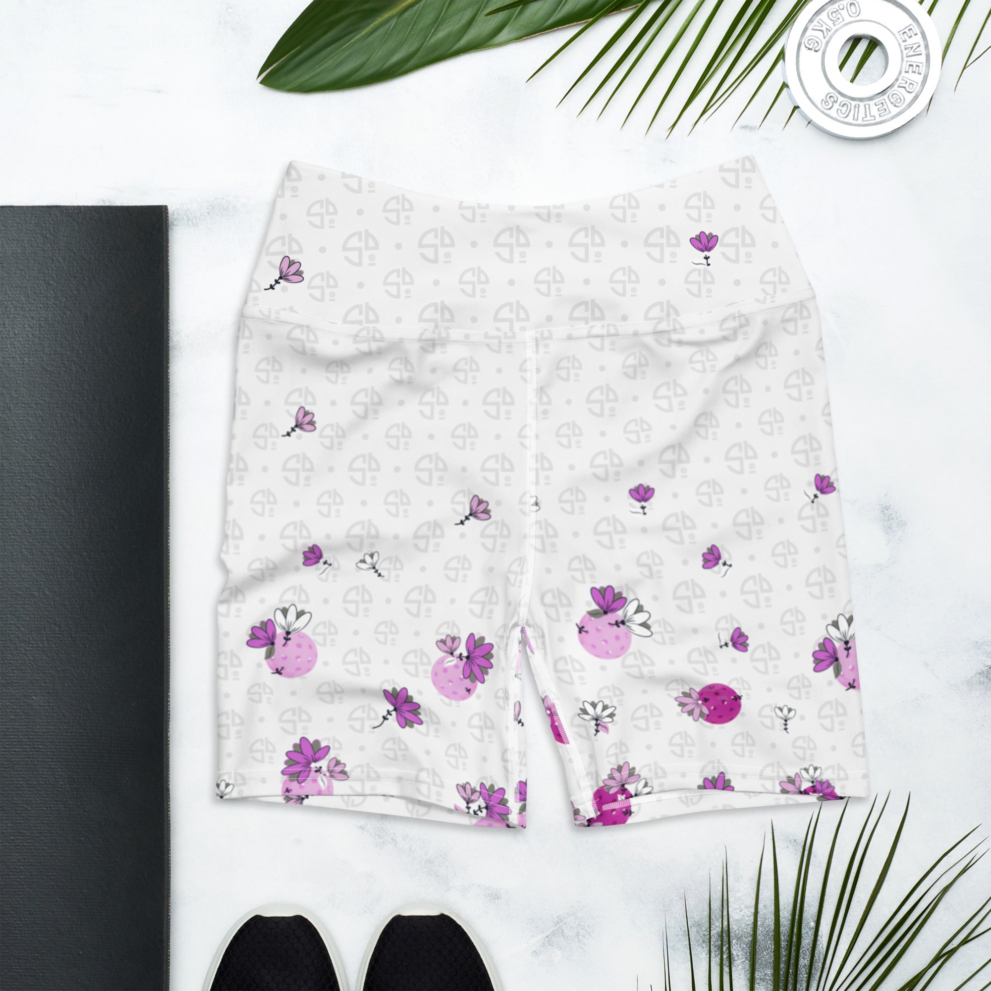 Spring Dink Logo© Grey & Fuchsia Women's Pickleball Shorts, UPF 50+