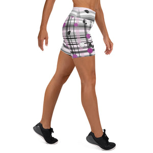 Got Pla(yed)id© Grey & Fuchsia Women's High Waisted Pickleball Shorts