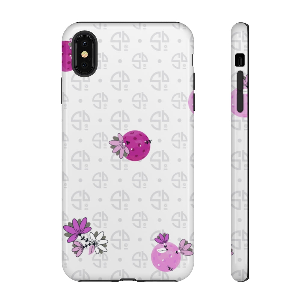 Tough Cases for Various Cell Phone Models - For Pickleball Enthusiasts - Spring Dink Logo Grey & Fuchsia