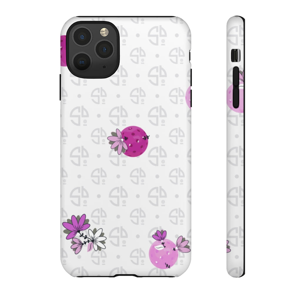 Tough Cases for Various Cell Phone Models - For Pickleball Enthusiasts - Spring Dink Logo Grey & Fuchsia